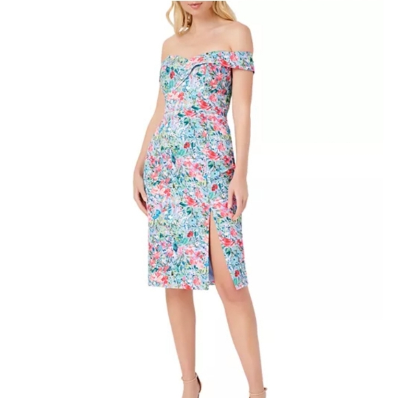 Aidan by Aidan Mattox Off-the-Shoulder Floral Dress - Picture 1 of 11
